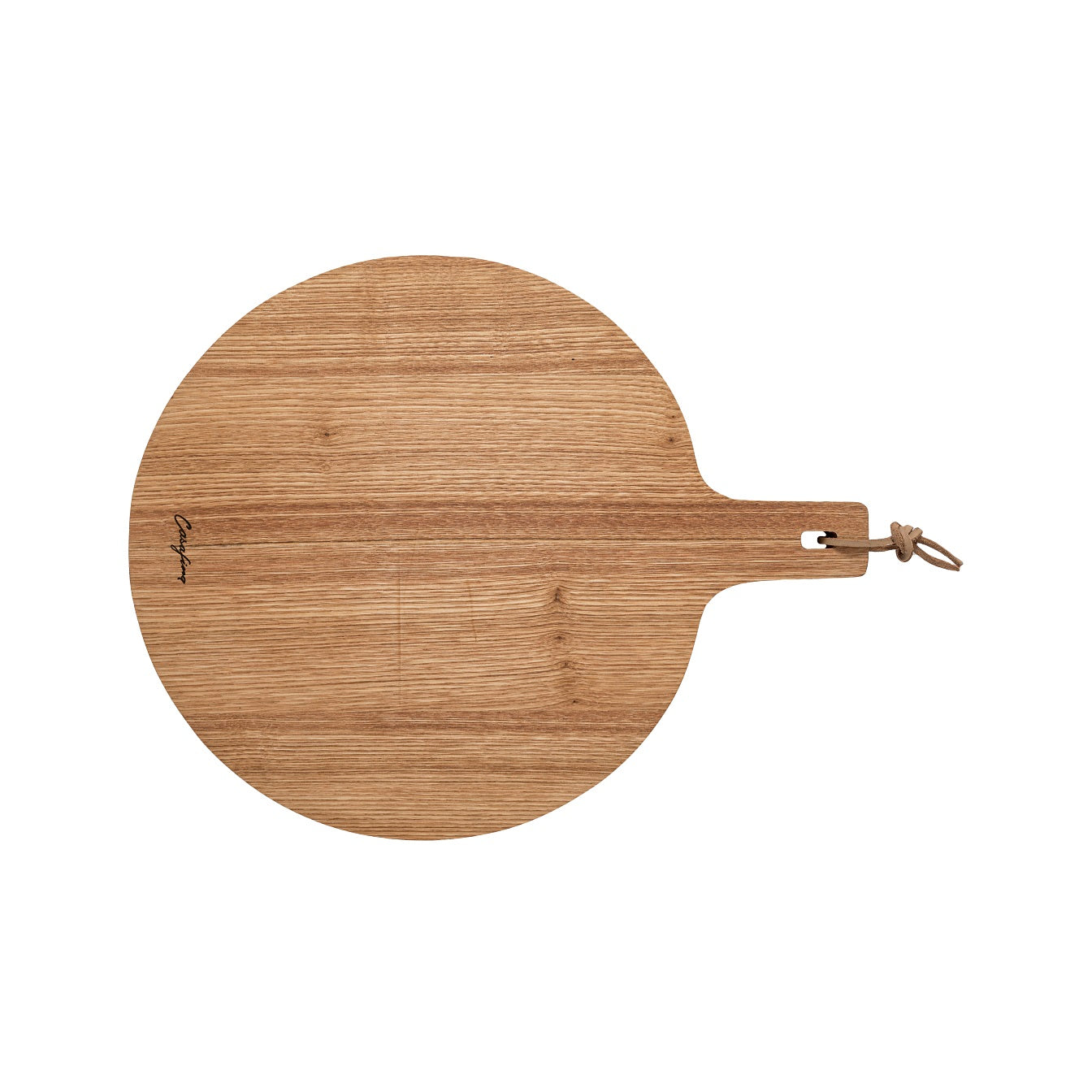 Oak Wood Round Cutting/serving Board W/handle 34cm