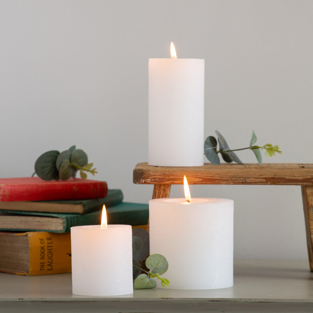 Rustic Pillar Candle White 70x75mm