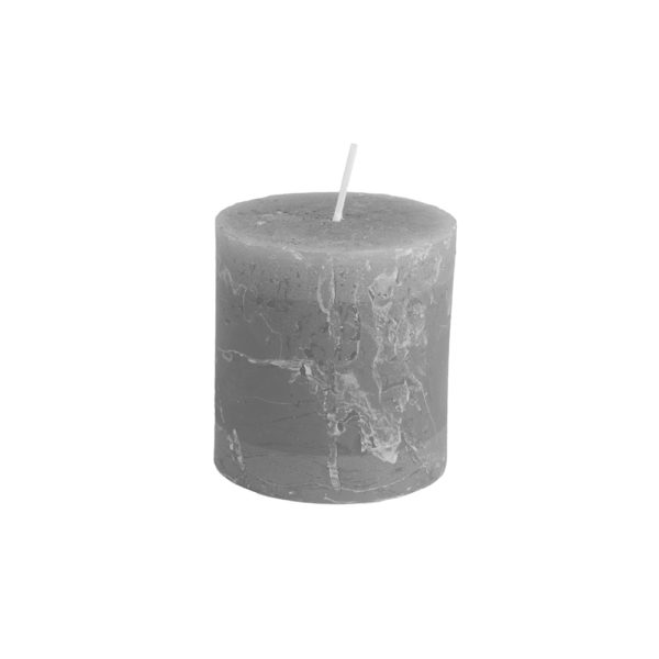 Rustic Pillar Candle Light Grey