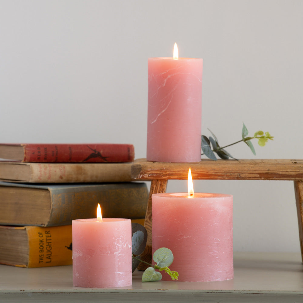 Rustic Pillar Candle Dusky Pink