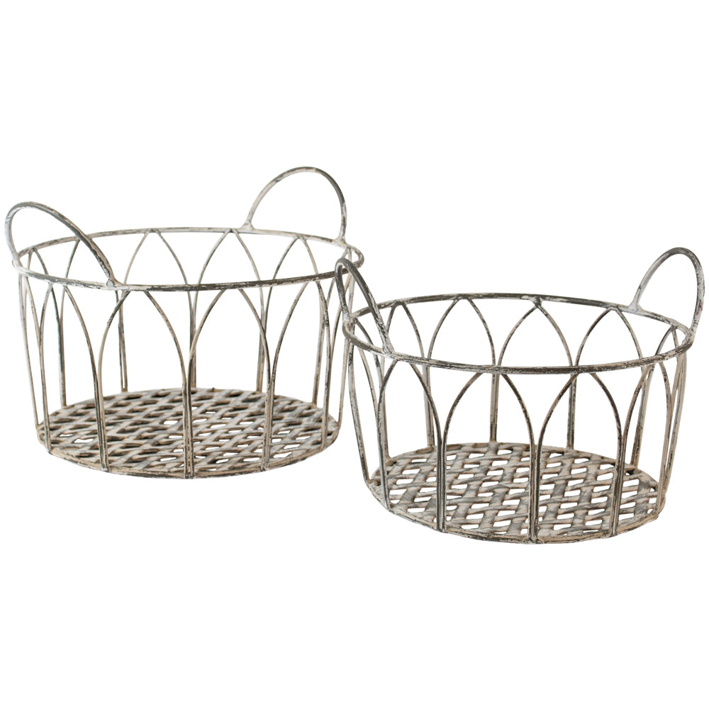 Set of 2 Arch Metal Baskets