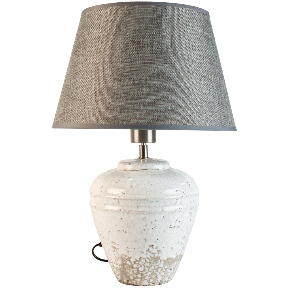 Stoneware Lamp Vesta With Grey Shade