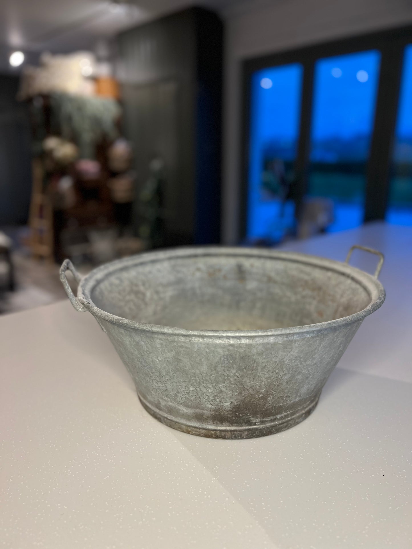 French Antique galvanised basin